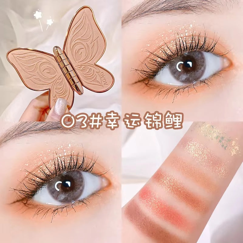 Butterfly Eye Shadow Six Color Eyeshadow Palette Easy to Color Glitter Matte Makeup Make-Up for Women Korean Cosmetics Makeup